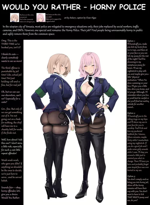 Would You Rather: Horny Police! [femdom] [pussy or ass worship] [gender neutral pov]