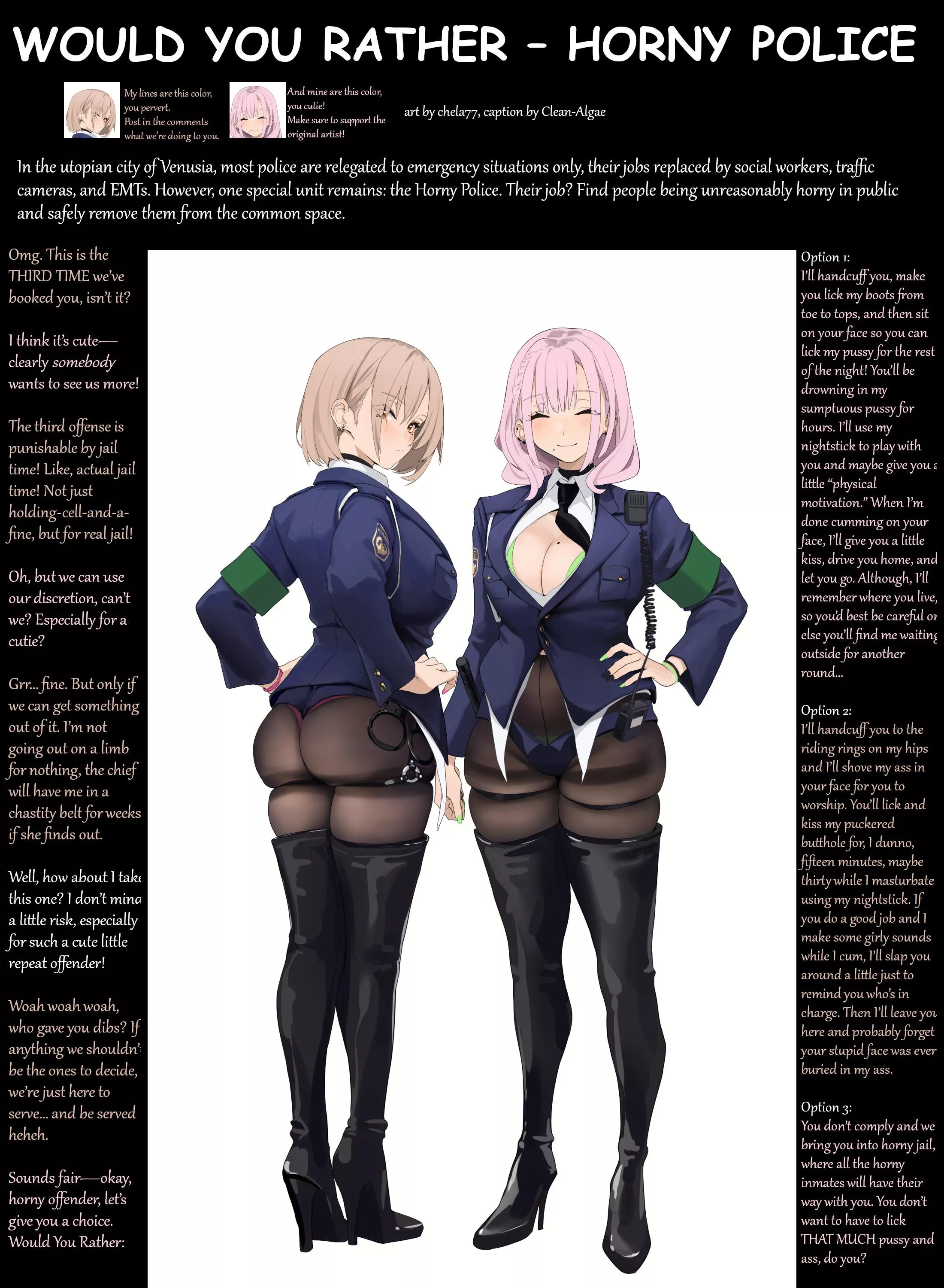 Would You Rather: Horny Police! [femdom] [pussy or ass worship] [gender neutral pov]