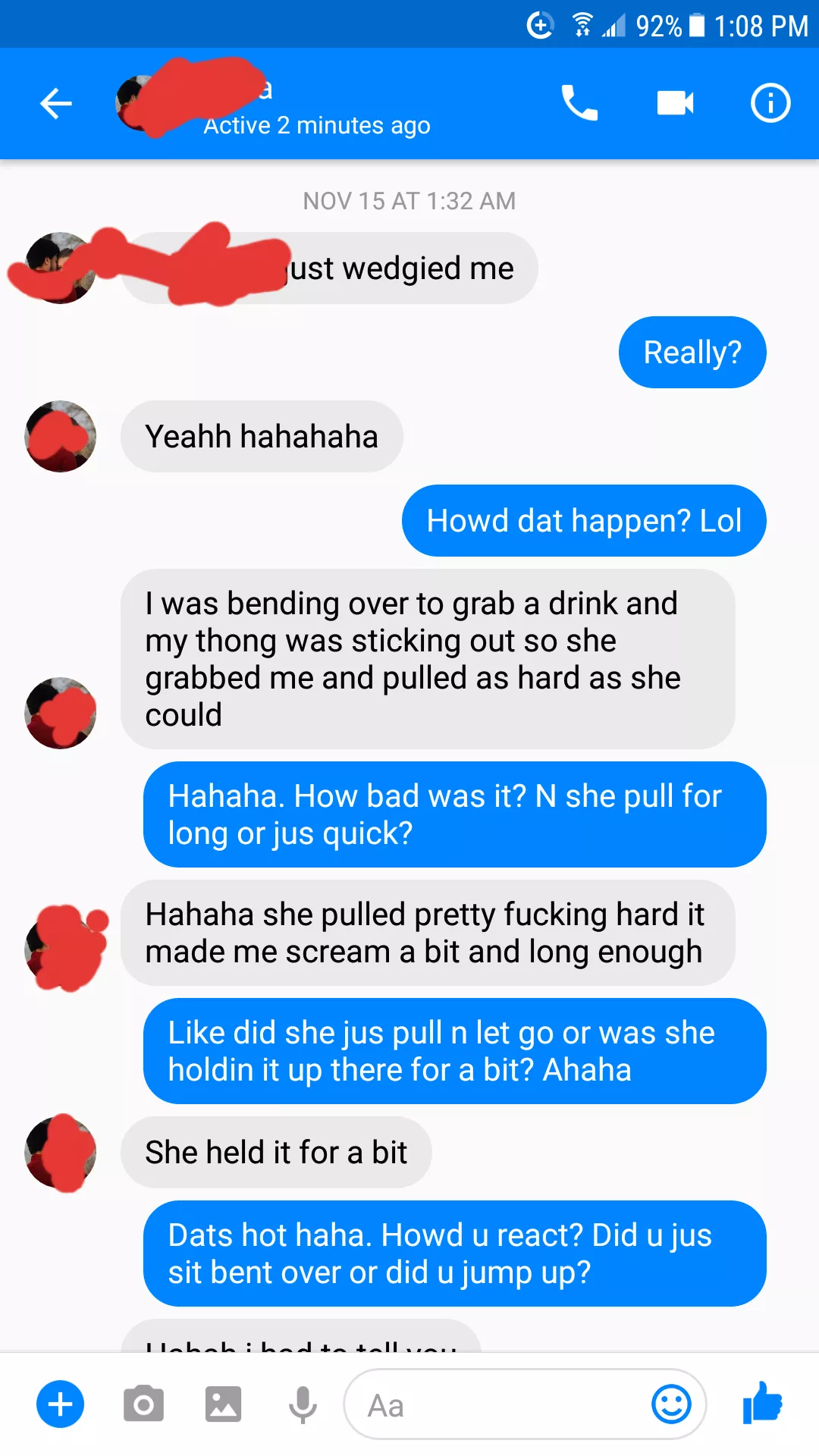 Acire got a real life wedgie at a Party