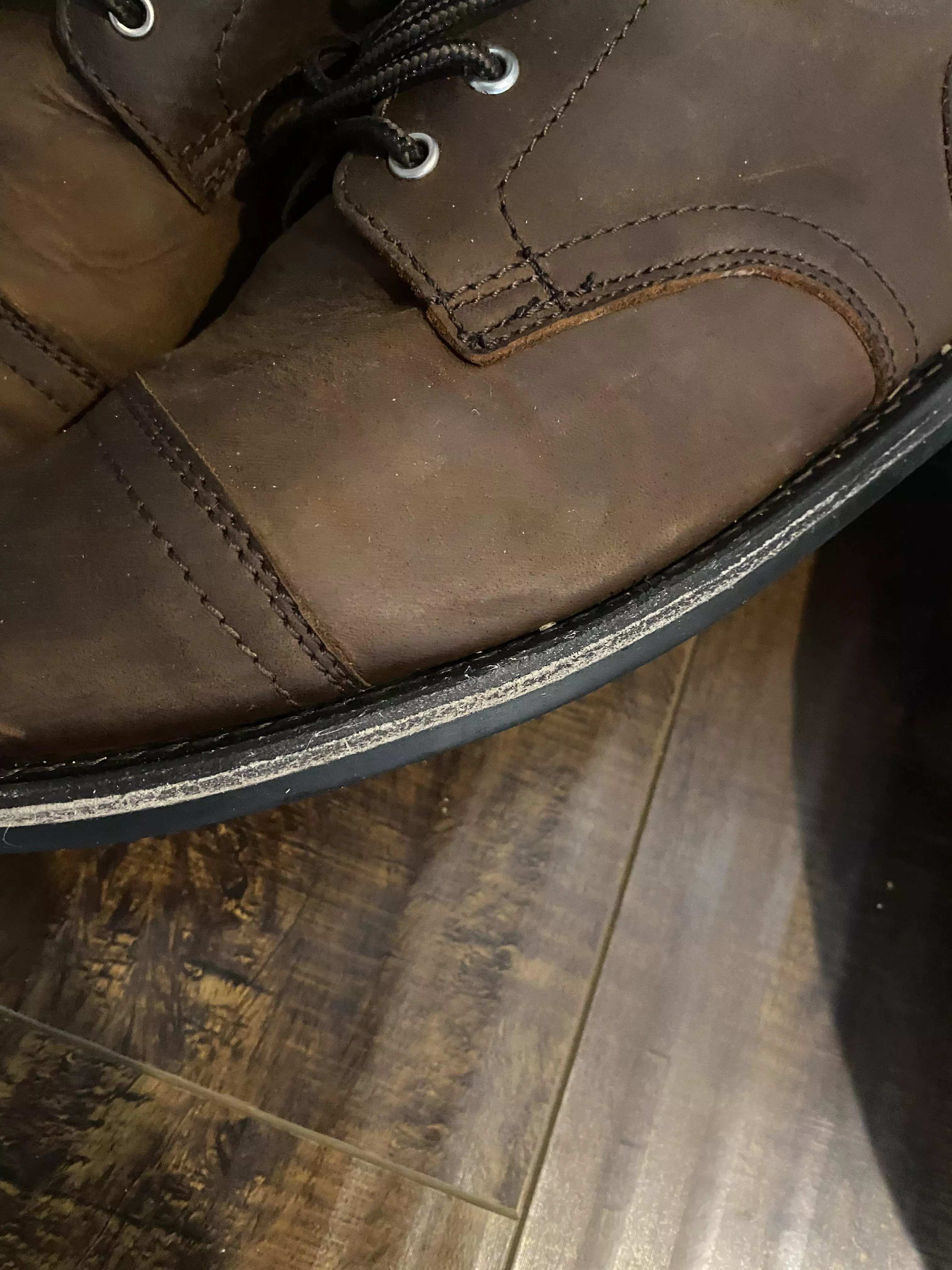 Color change to leather part of sole