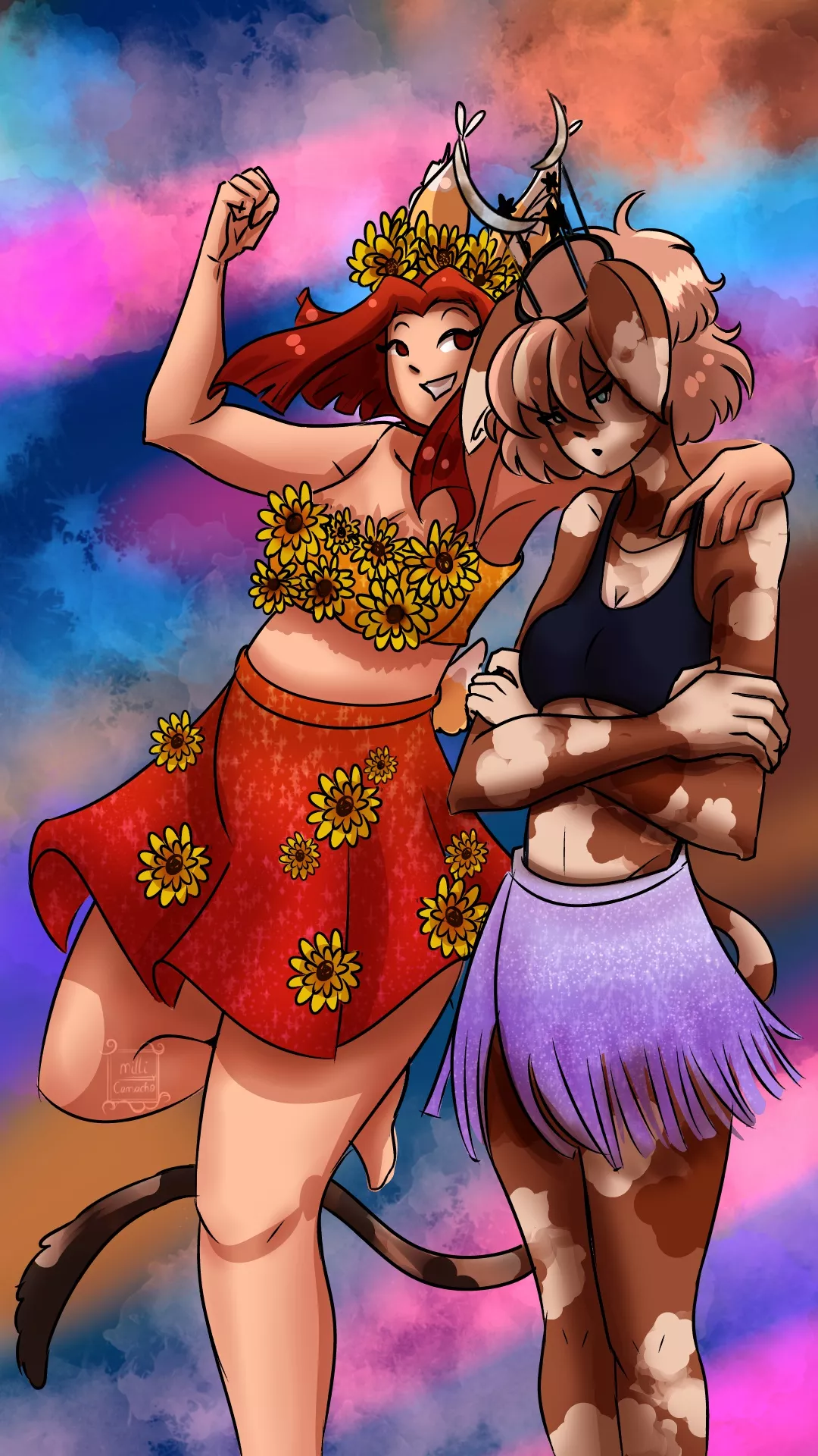 I turned my cat into a neko wearing a carnival (art by me)