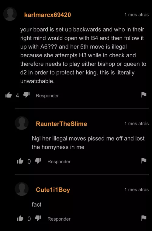 Obviously she lost the chess match.