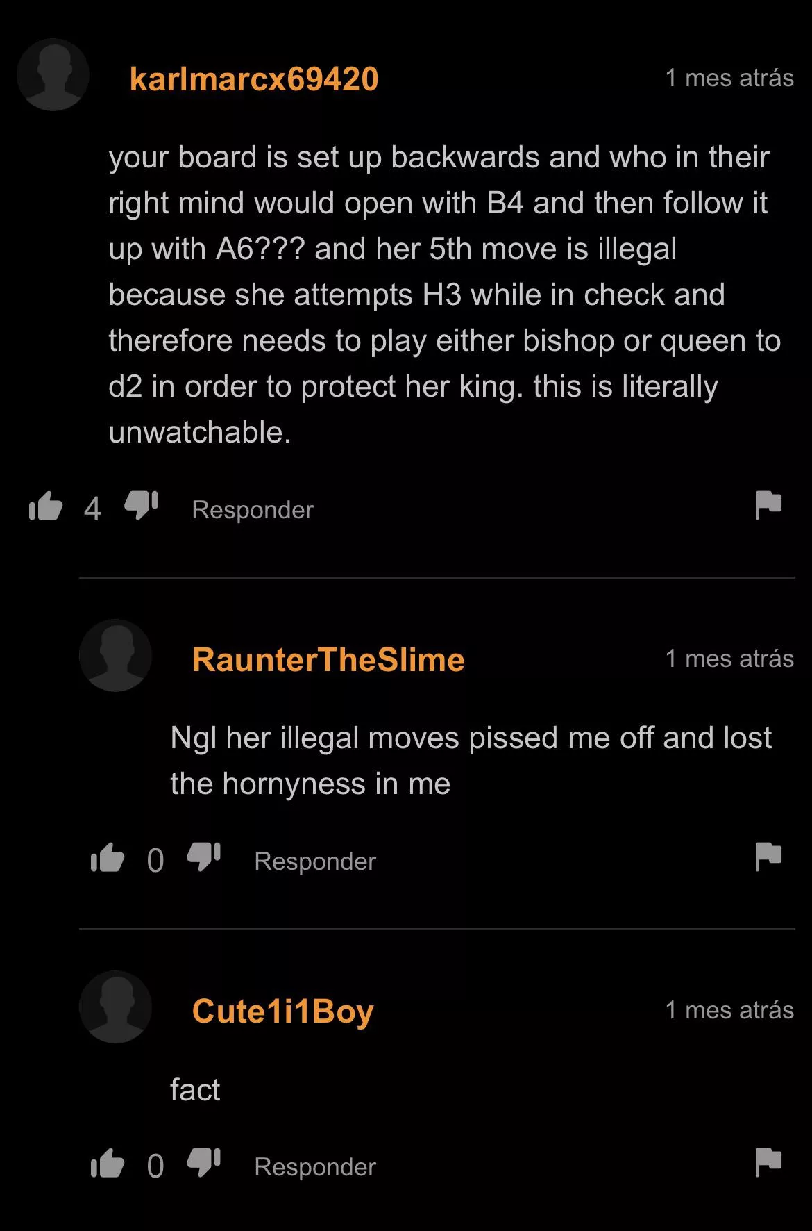 Obviously she lost the chess match.