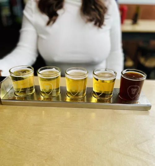 Out at a brewery. Cheers