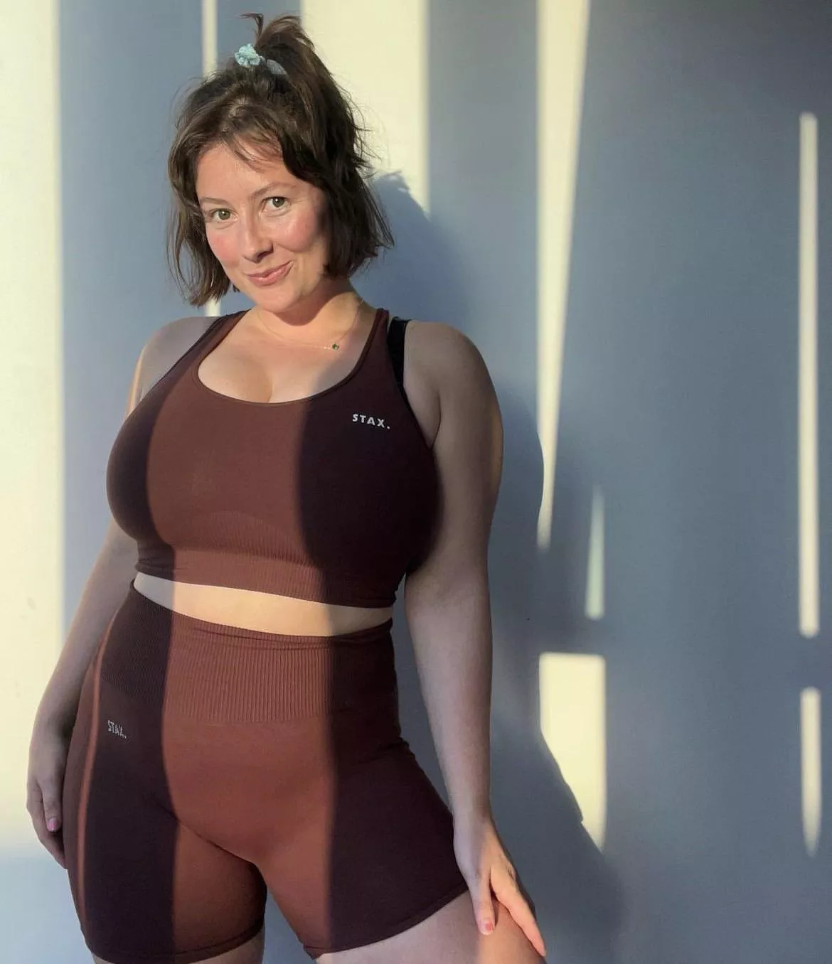 Sports bra can’t even hide those