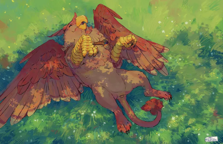 Sunbathing (commission for Milo by me, @opal_antlers over twitter)