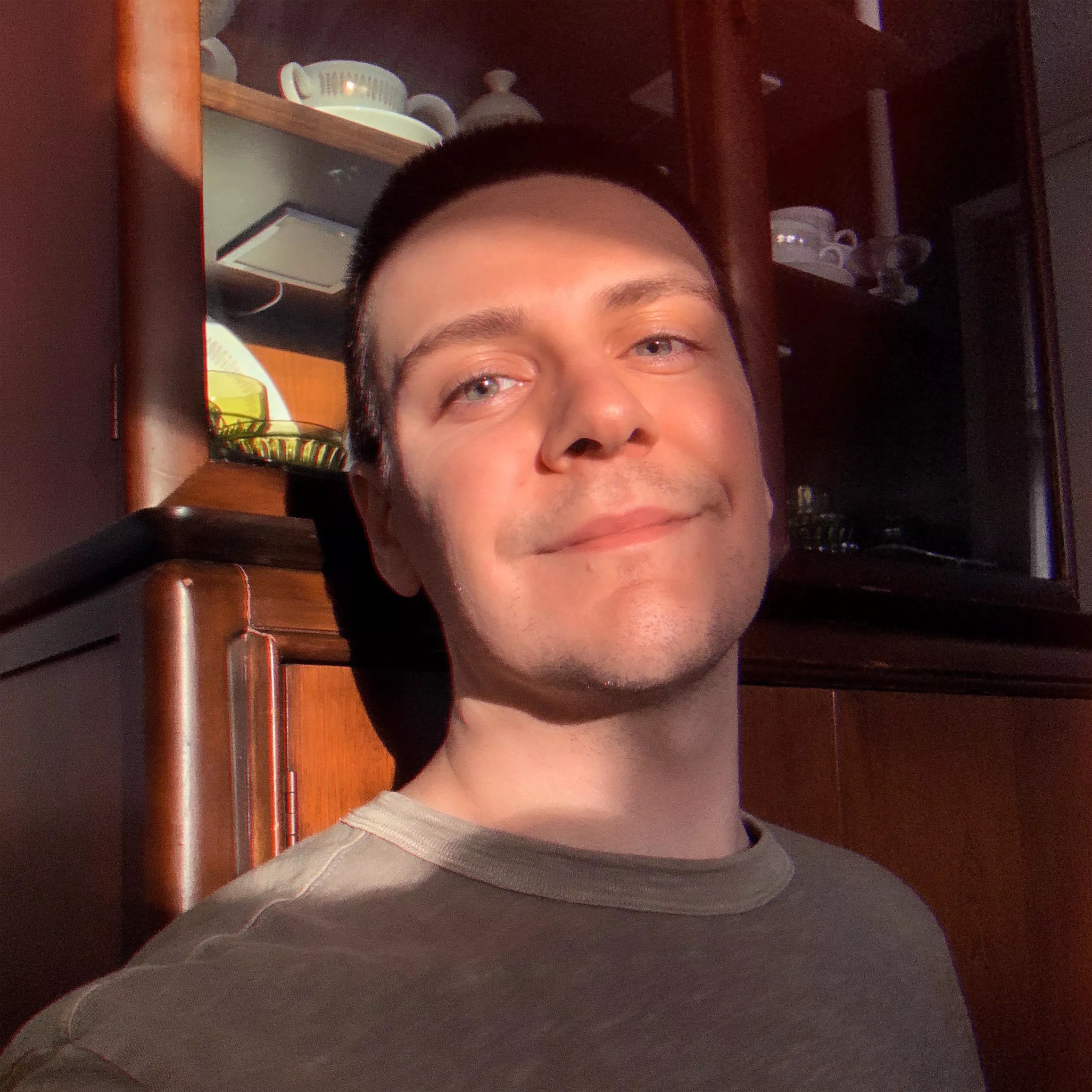 Wanted to share my wood cabinet I love too much, it glows in the sun!