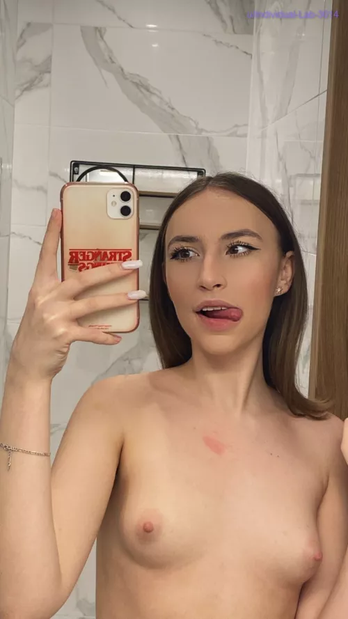 Would you like to see a load on my tongue or my small boobies?