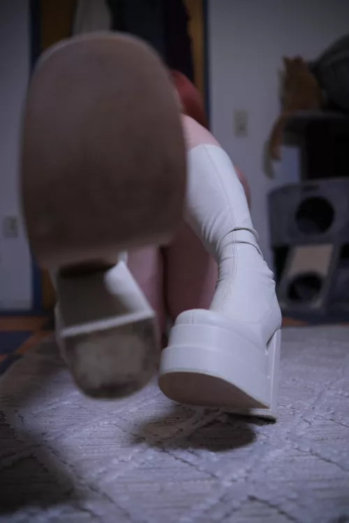 are you just going to stare or lick my soles clean? These are premium white Plattform boots