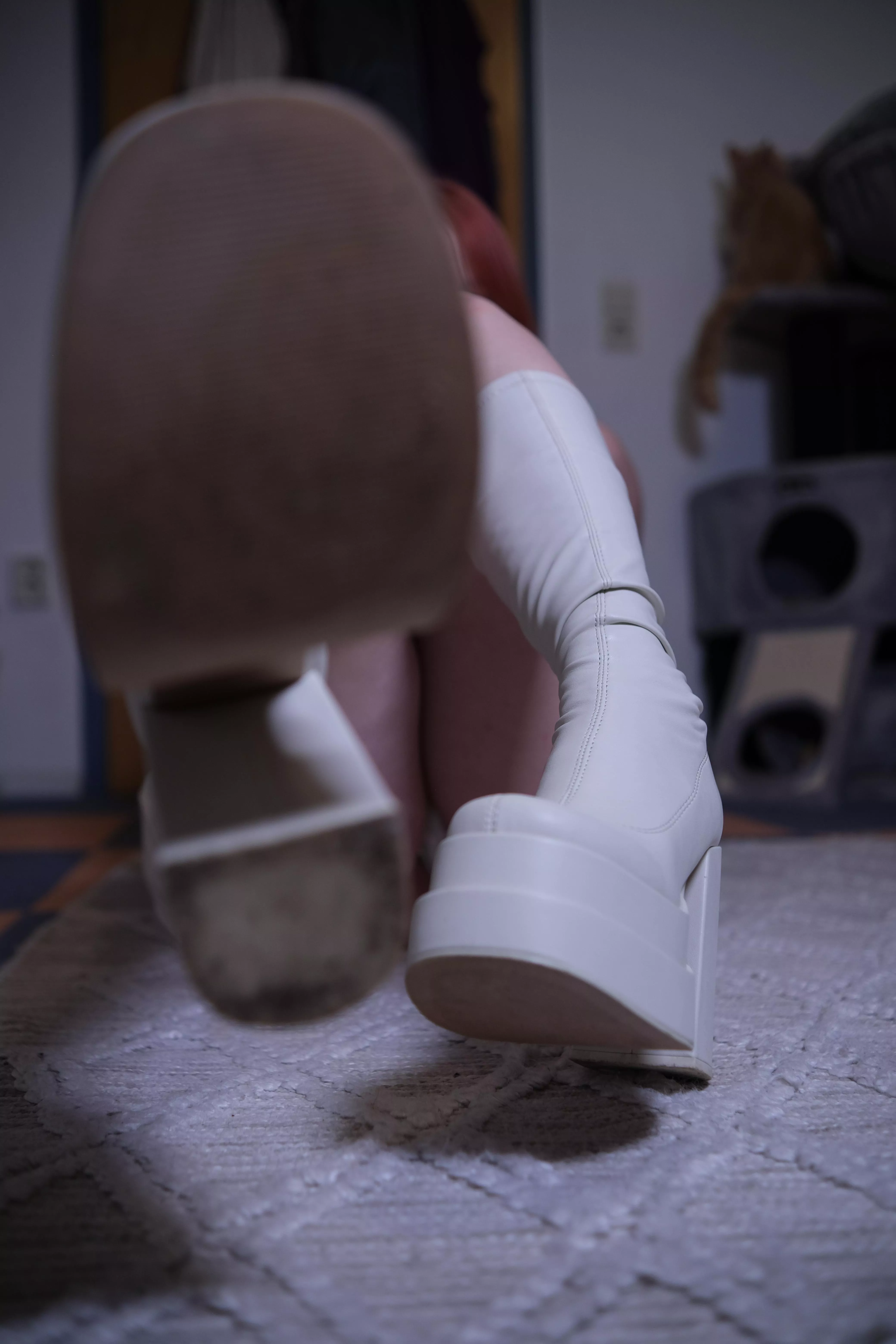 are you just going to stare or lick my soles clean? These are premium white Plattform boots