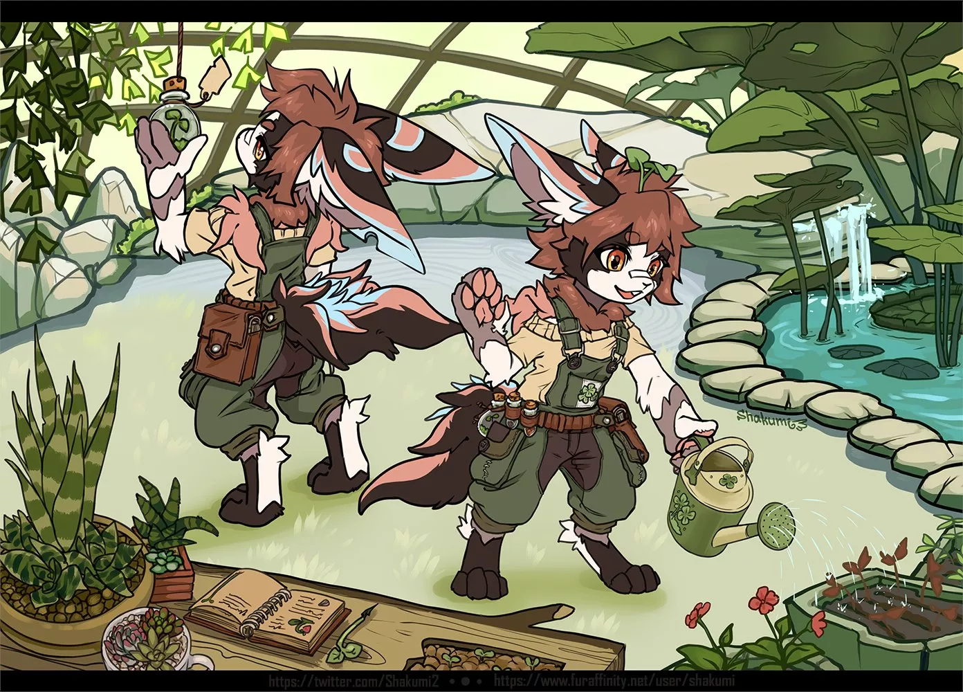 Cute ref-sheet garden for Hakuraku to show his profession ^_^ (art by Shakumi/me)