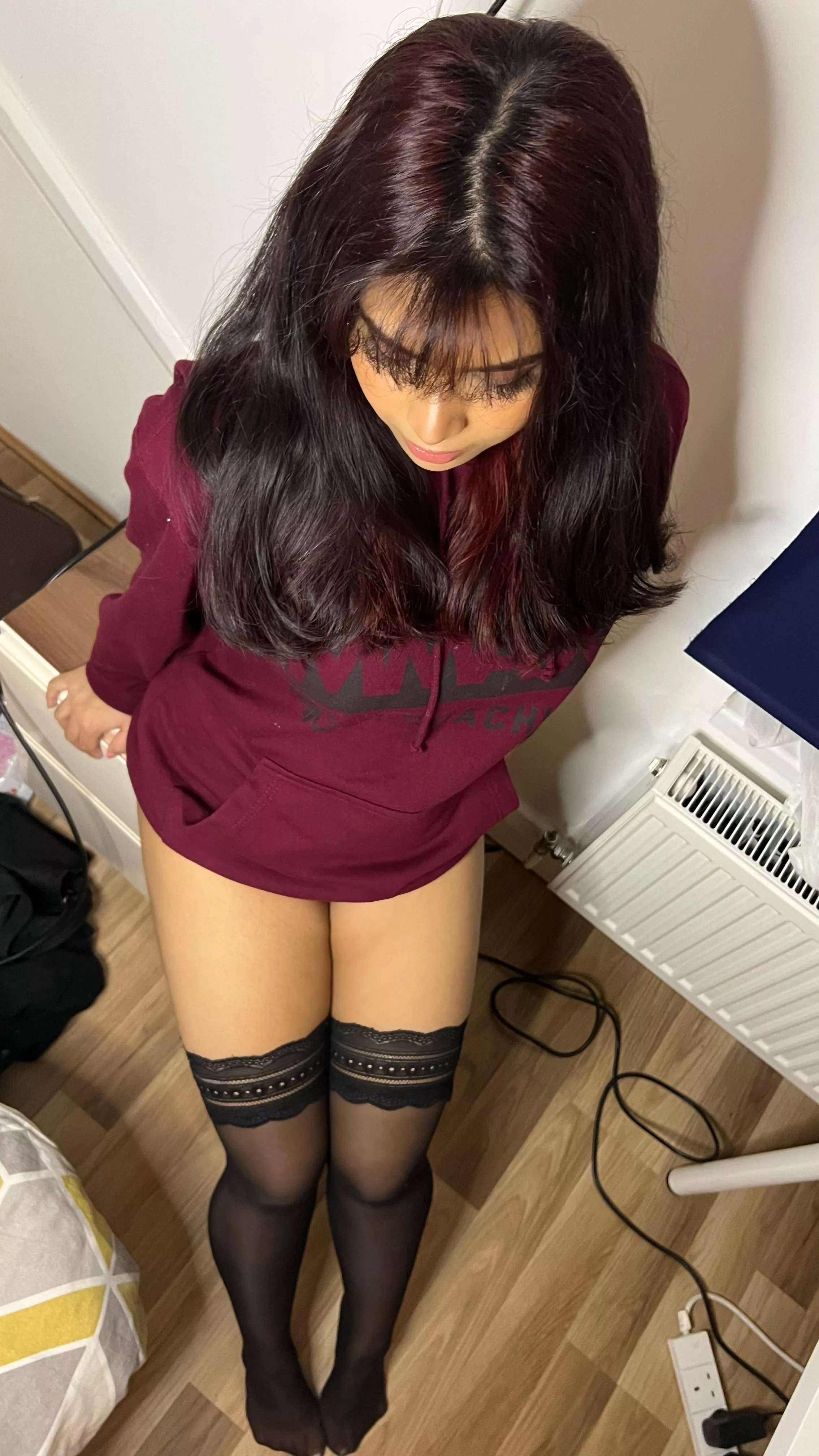 Enjoy the thigh high hoodie combo xx