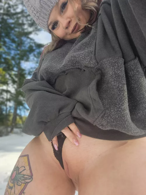 freshly waxed pussy is out for a snow day