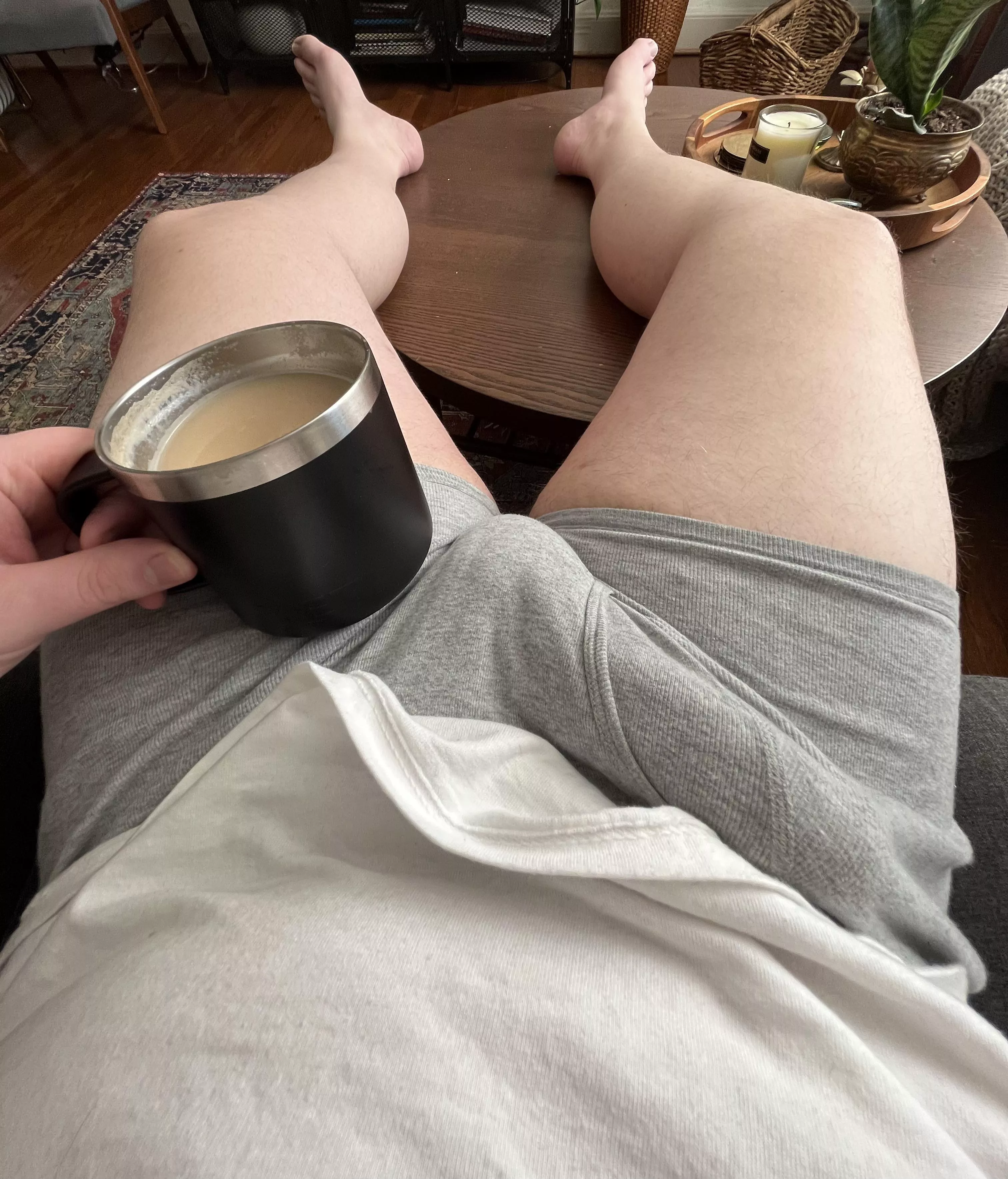 How I enjoyed my coffee in the living room this morning.