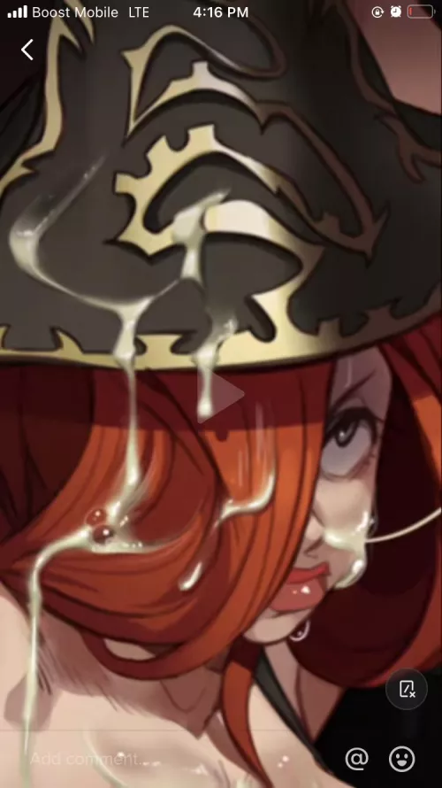 LF Color source: 1girl, red_hair white_skin, cum_on_face, hair_covering_eyes, angry, hat