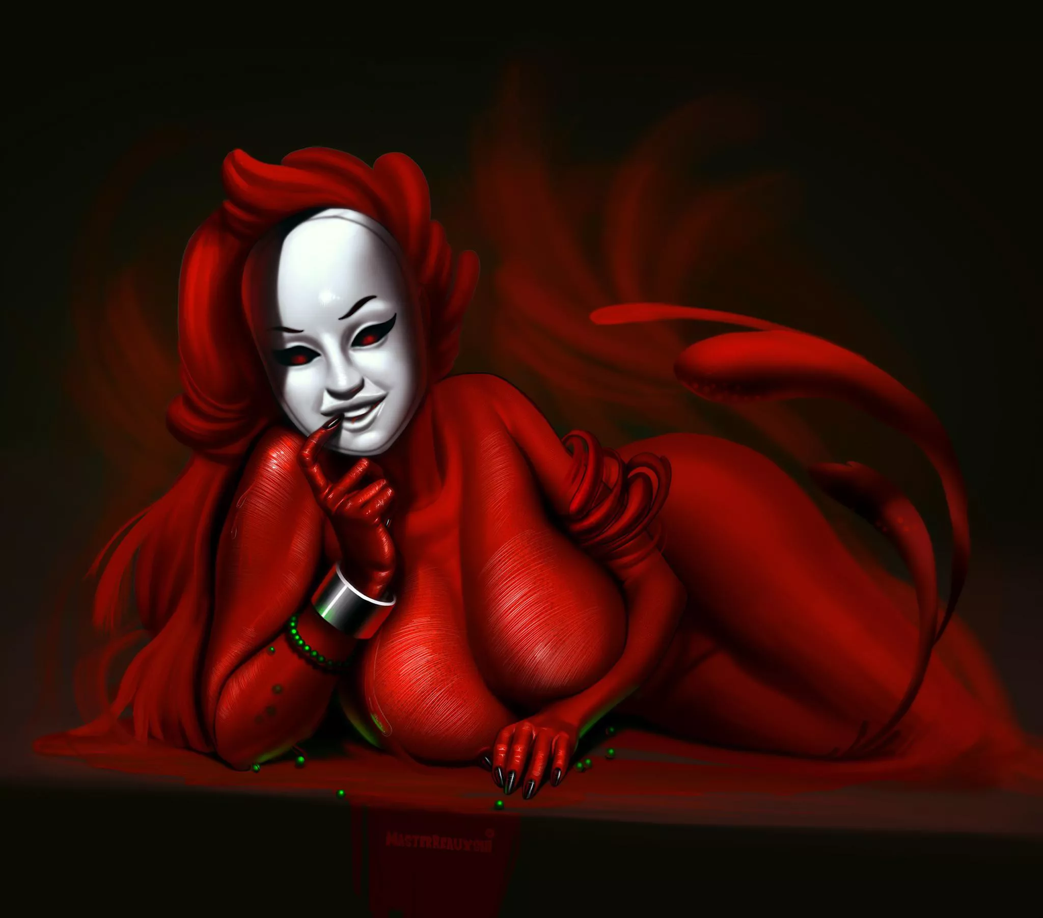 My version of a slime girl, the mask animates the liquid to her form