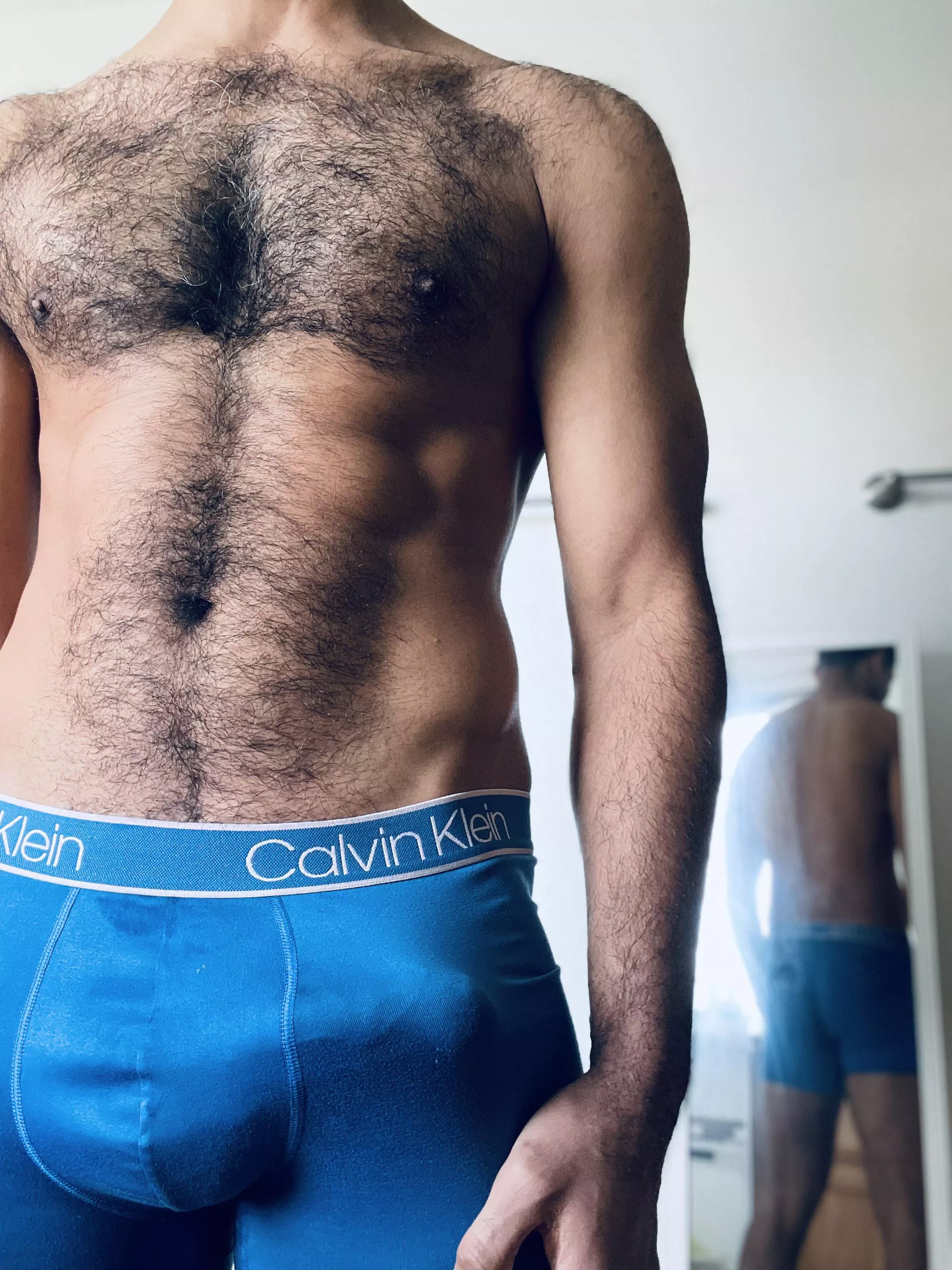 Option A: Caress my chest, Option B: Pull down my boxers. Which do you pick?