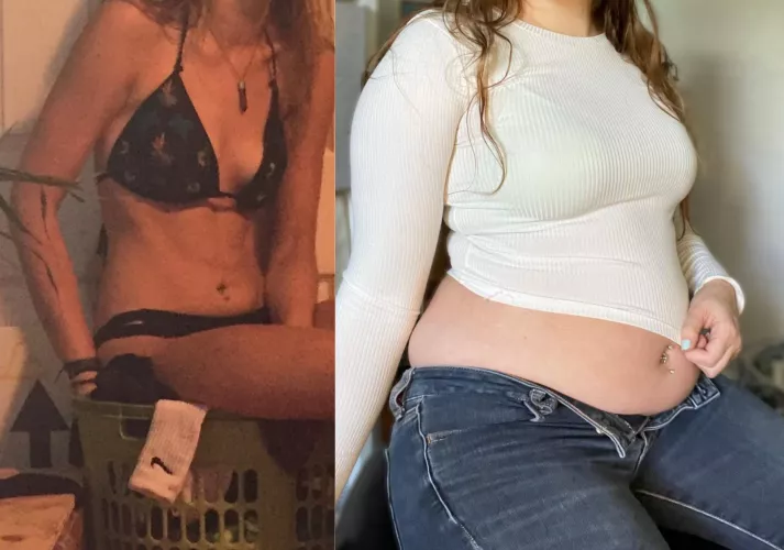 Same position but lookin a bit different these days to say the least 🥵🤰🏻💫