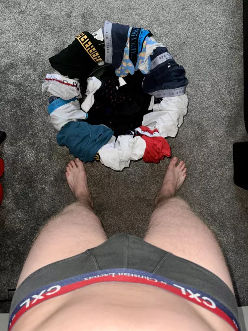 Bet you’d love to get your head in this dirty washing basket with all my boxers and socks in from the past week