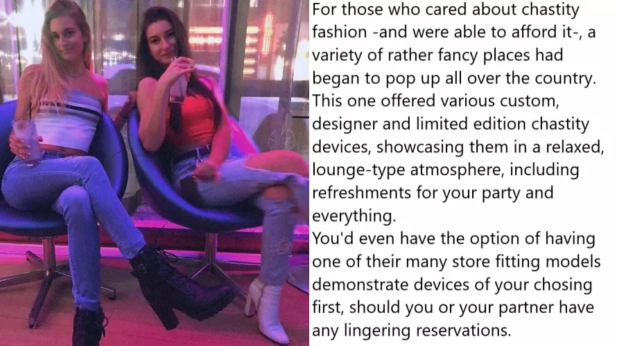 Chastity Fantasy: Caption 209. Looks like the perfect place for a bachelorette party.