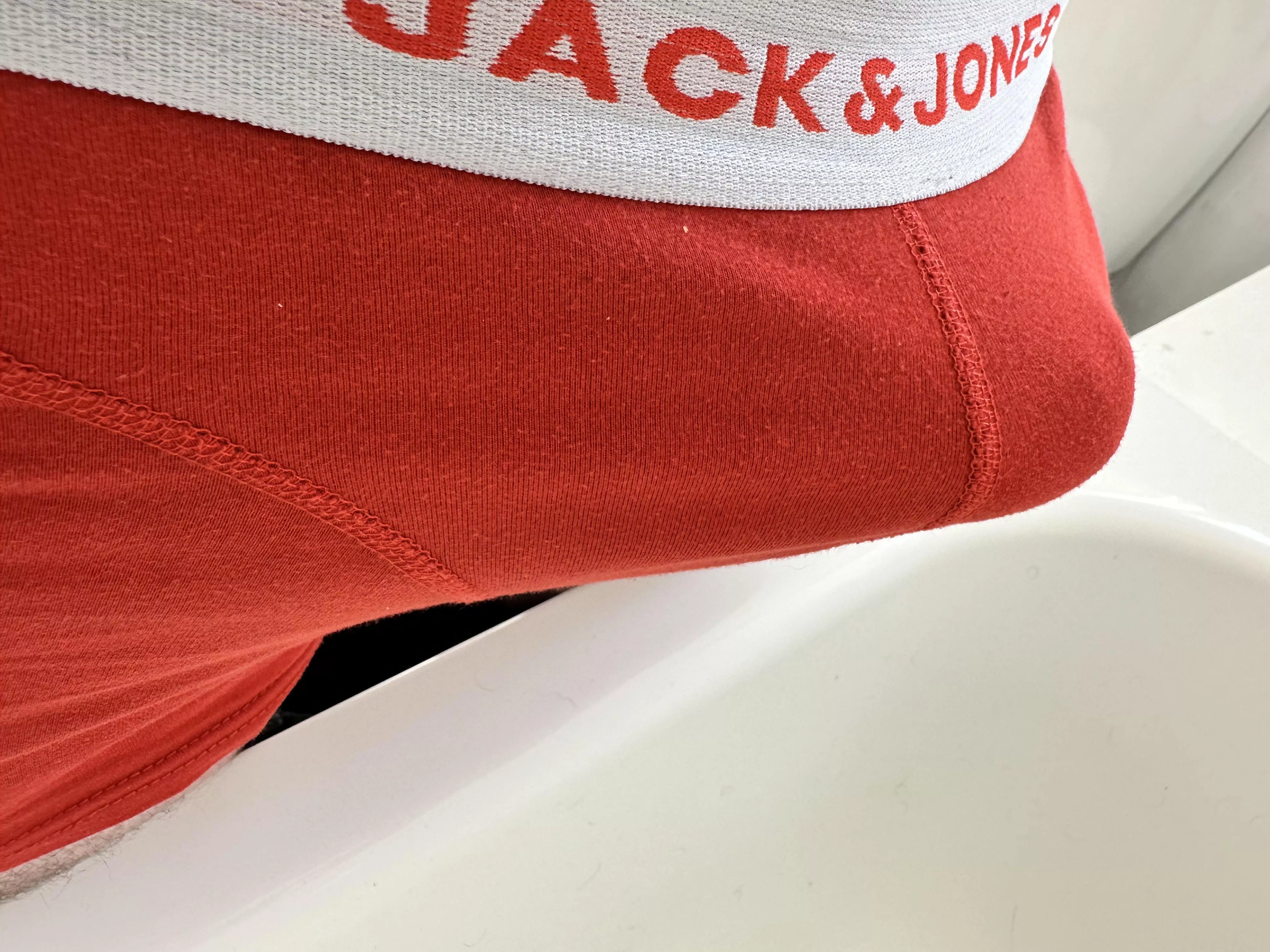 Hard dick bulging from boxer