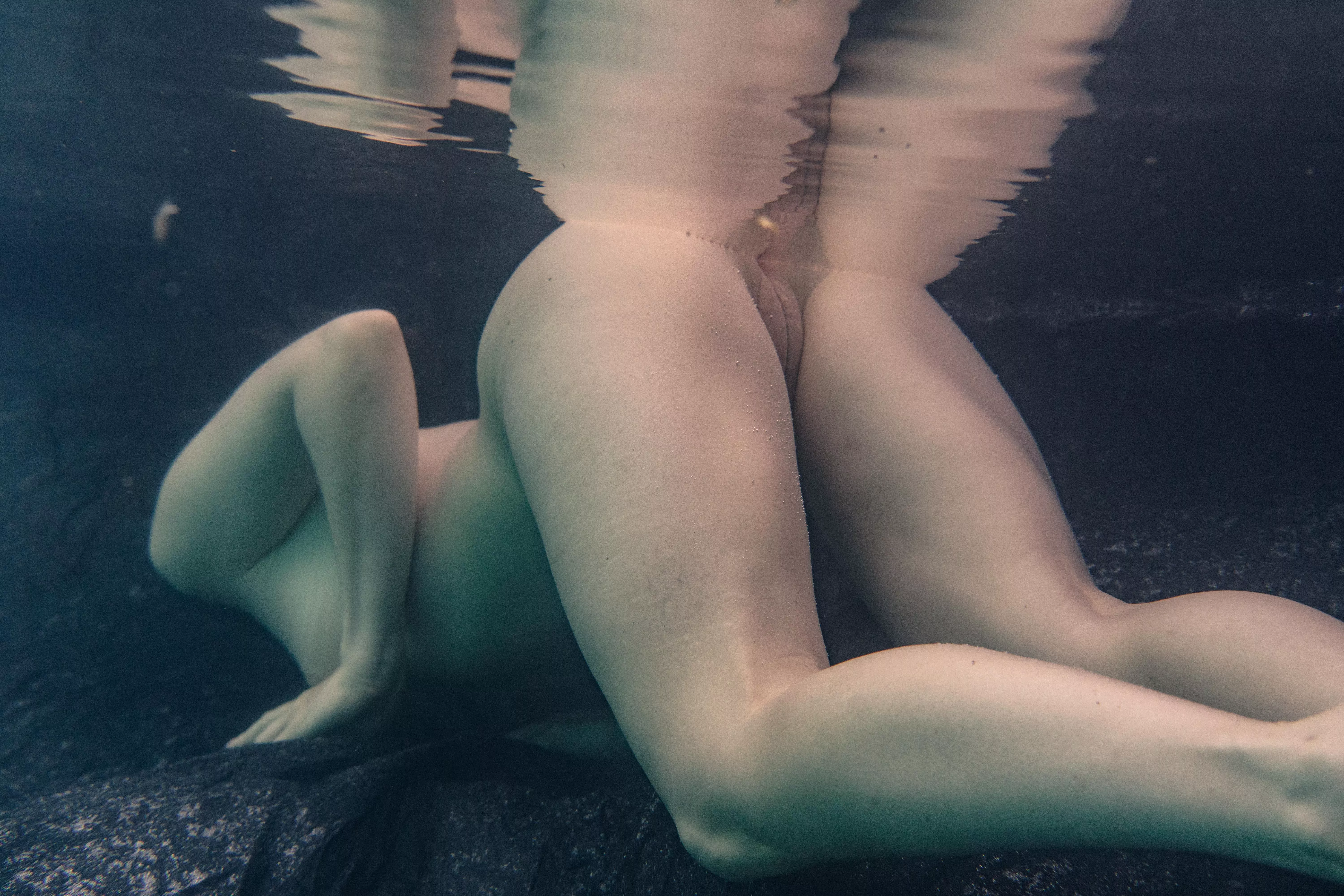 Kissing the glass mirror