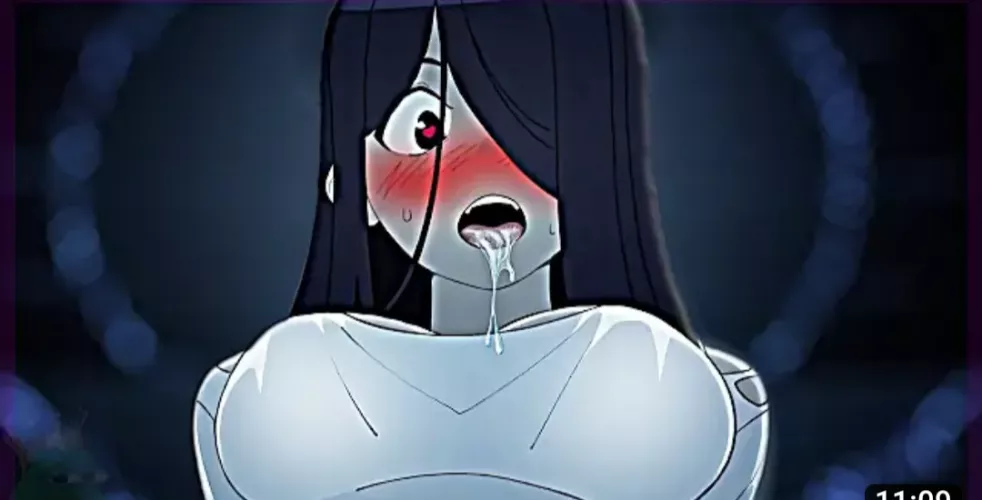 LF color source: 1girl, black hair, heart eyes, blushing, white shirt, grey skin,