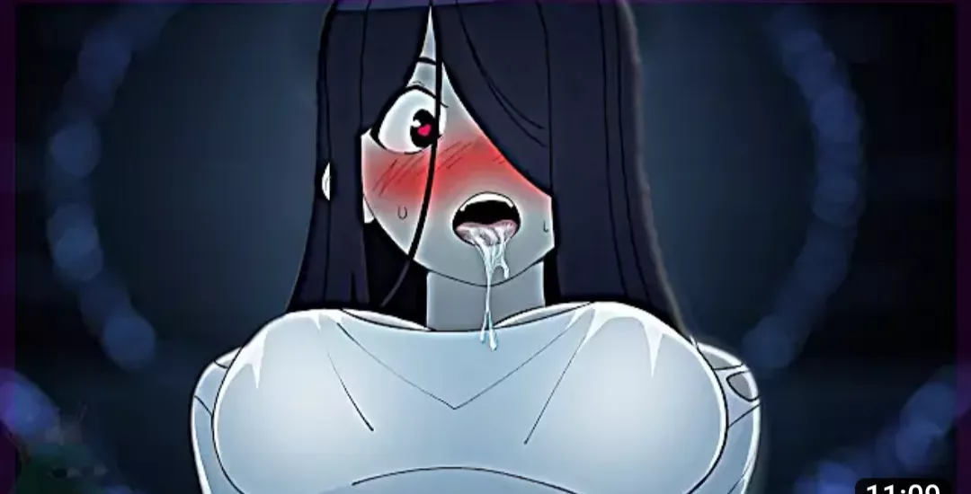 LF color source: 1girl, black hair, heart eyes, blushing, white shirt, grey skin,