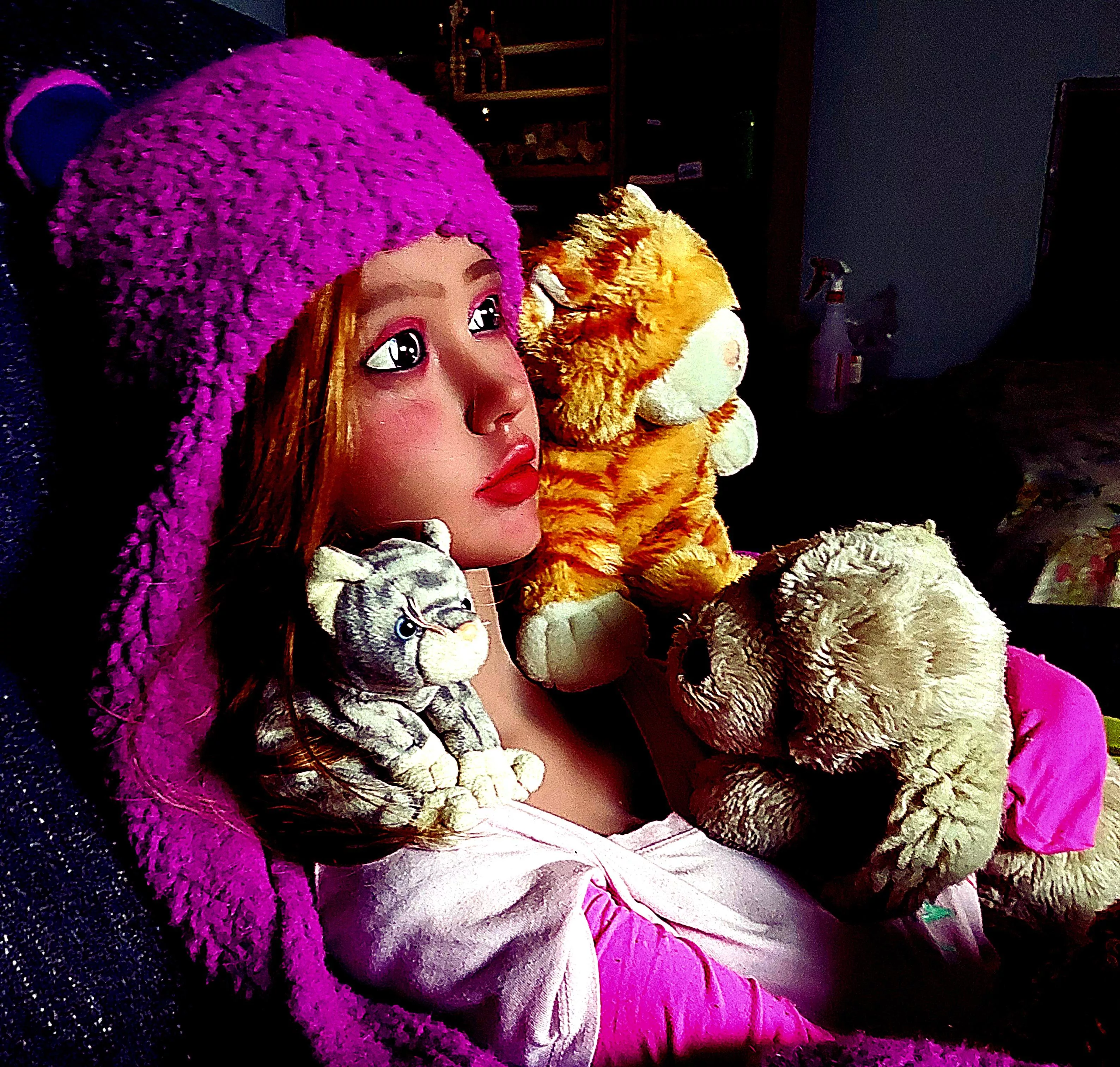 Monday movie night. Tibby glows in the light.