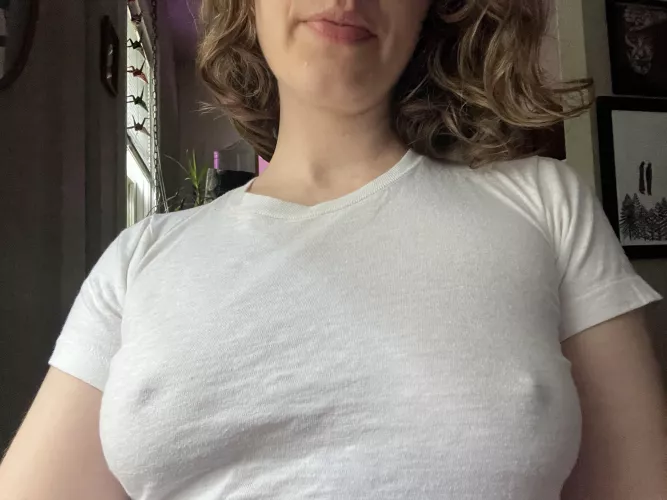 Not sure I have the confidence to go outside braless in this shirt…