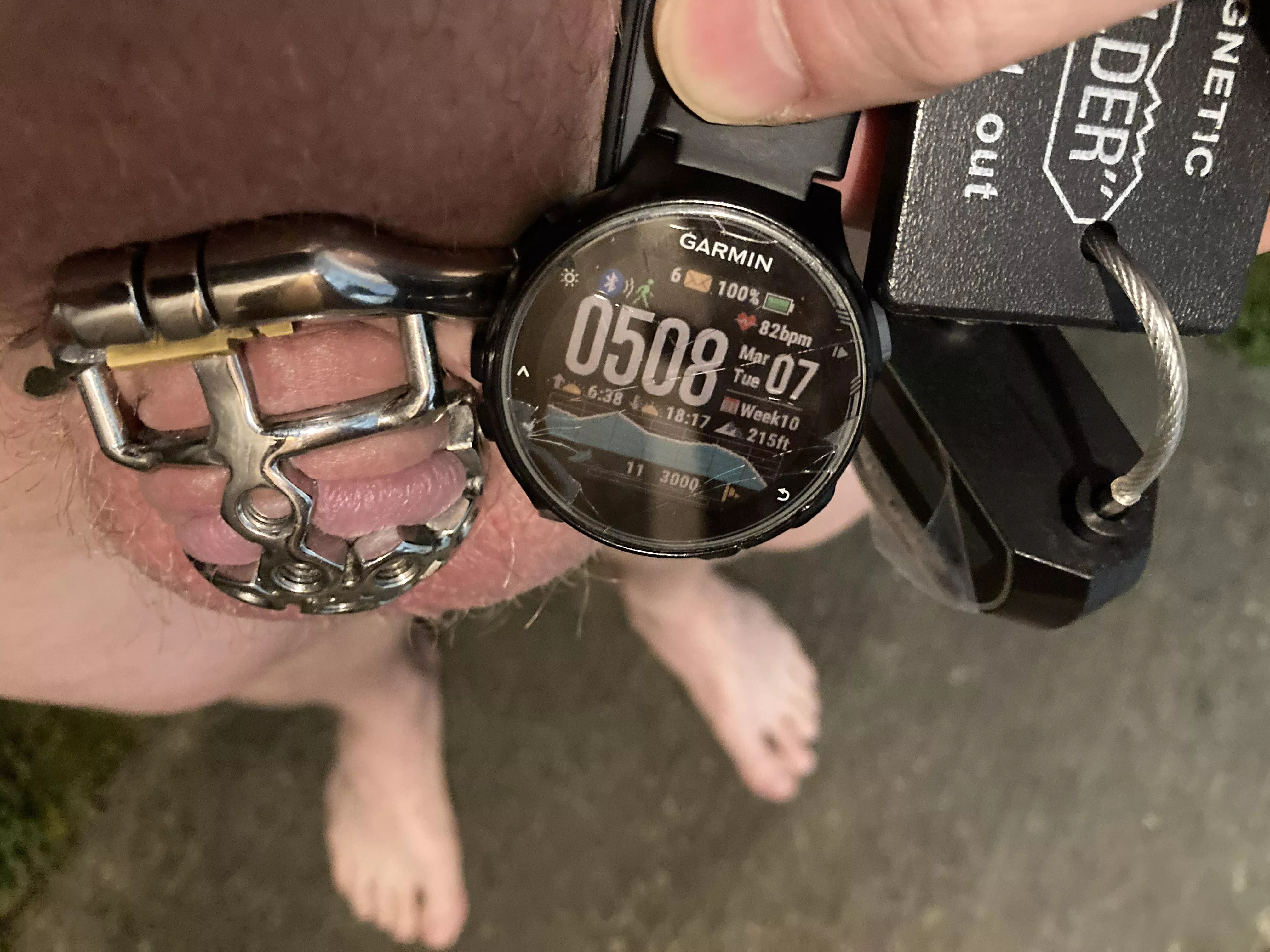 Thank You, Goddess, for keeping Your worthless little clitty locked up for the past five days.