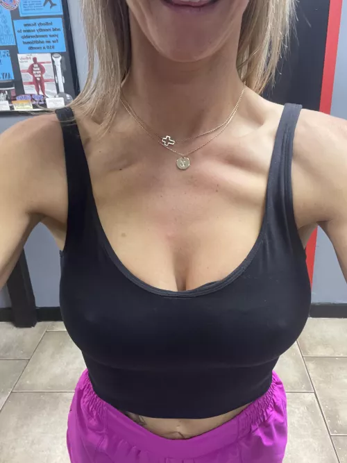 Think anyone at the gym noticed? I love going Braless to work out! 39F