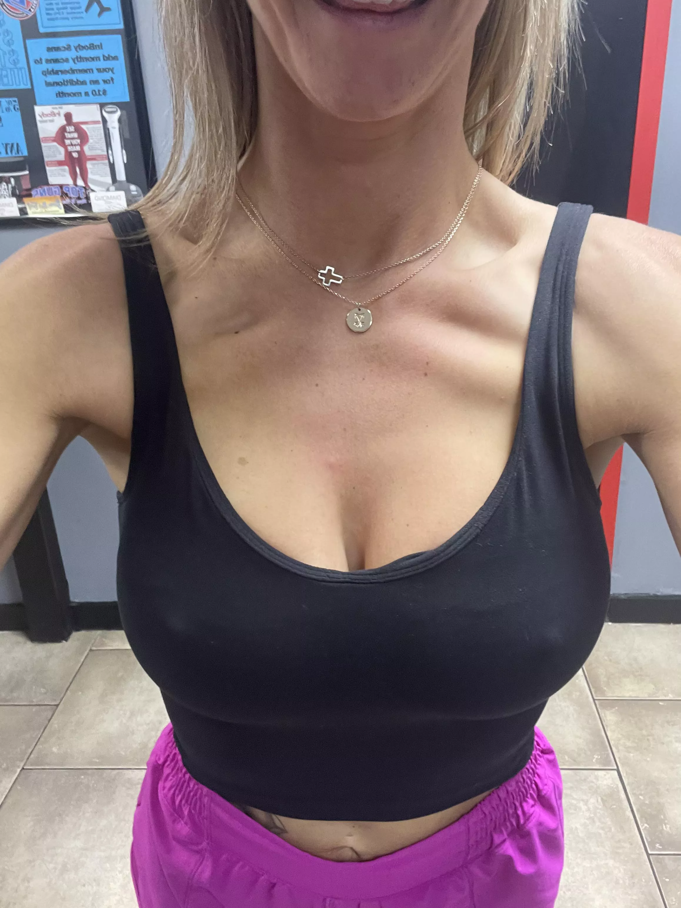 Think anyone at the gym noticed? I love going Braless to work out! 39F