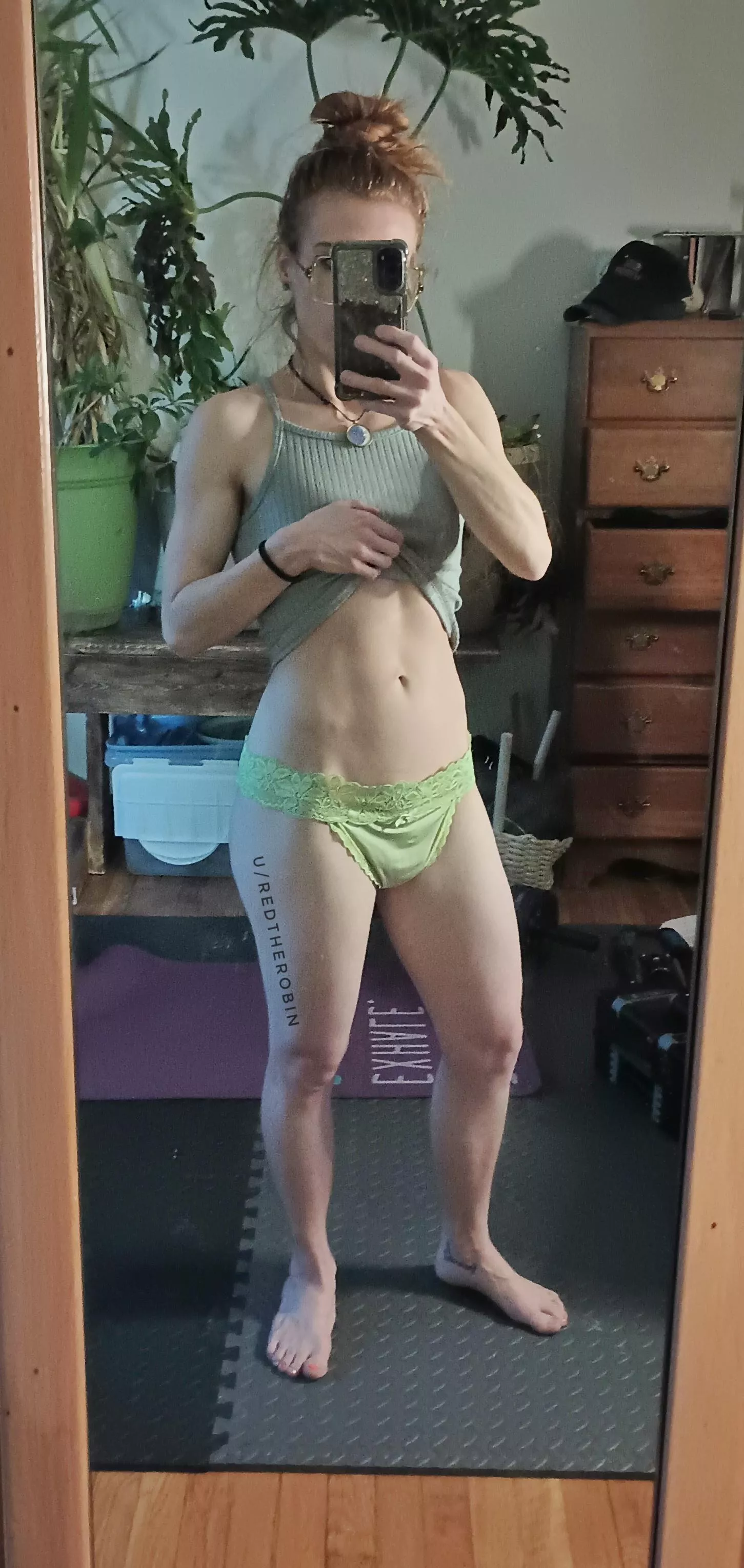 This thong is way too big on me after 6 months of working out (F)