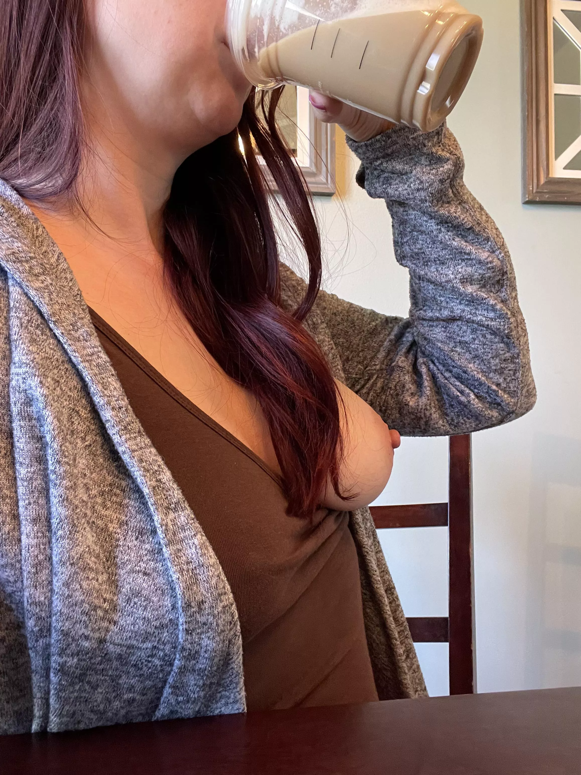 Tits and coffee are always good for your morning routine