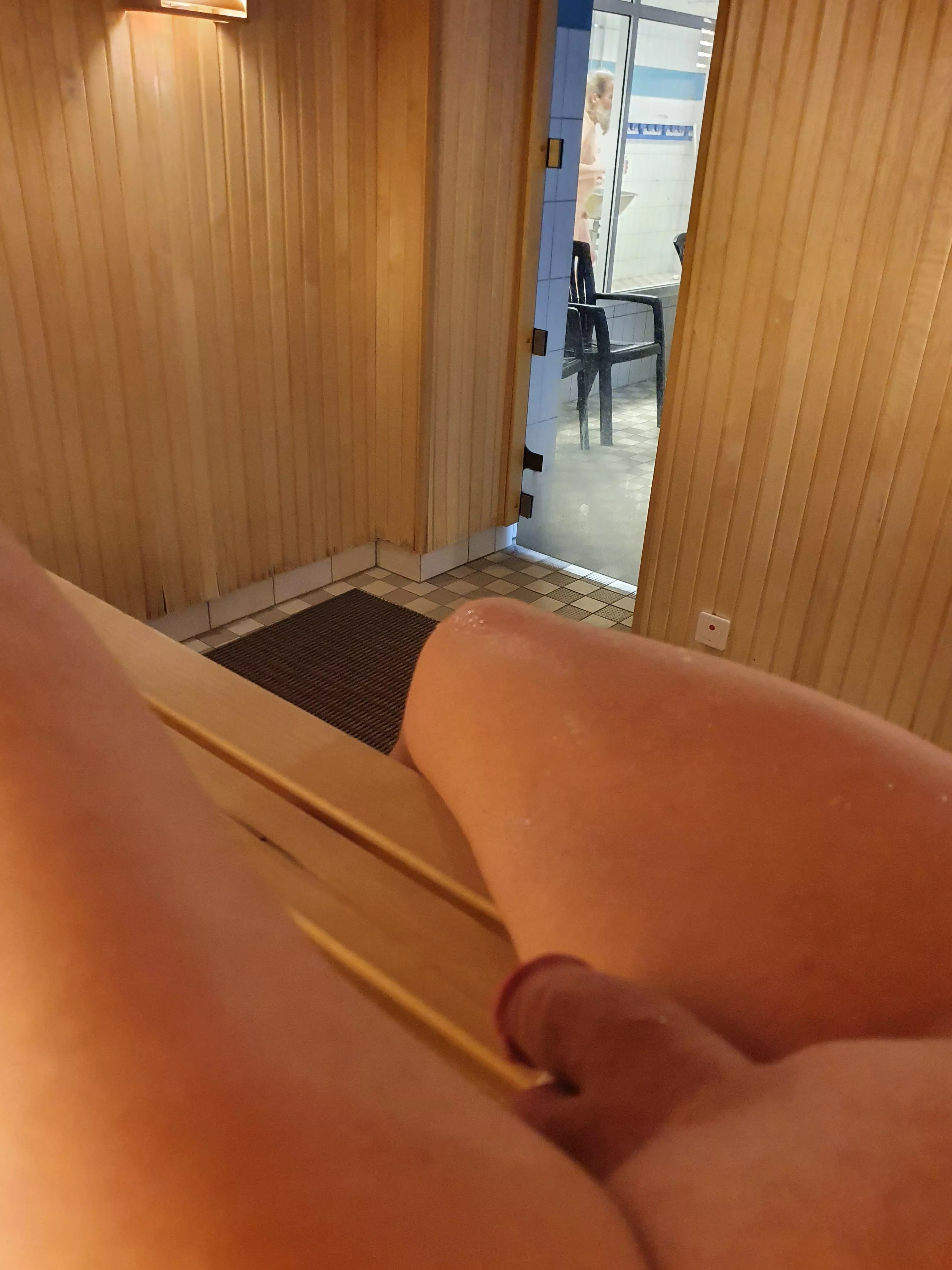 Was going to jerk of in the sauna but that old man came...