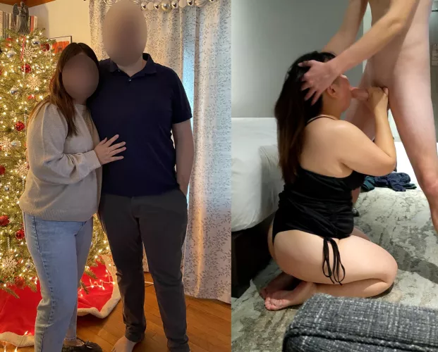 With my boyfriend on Christmas day, with my bull on Christmas night