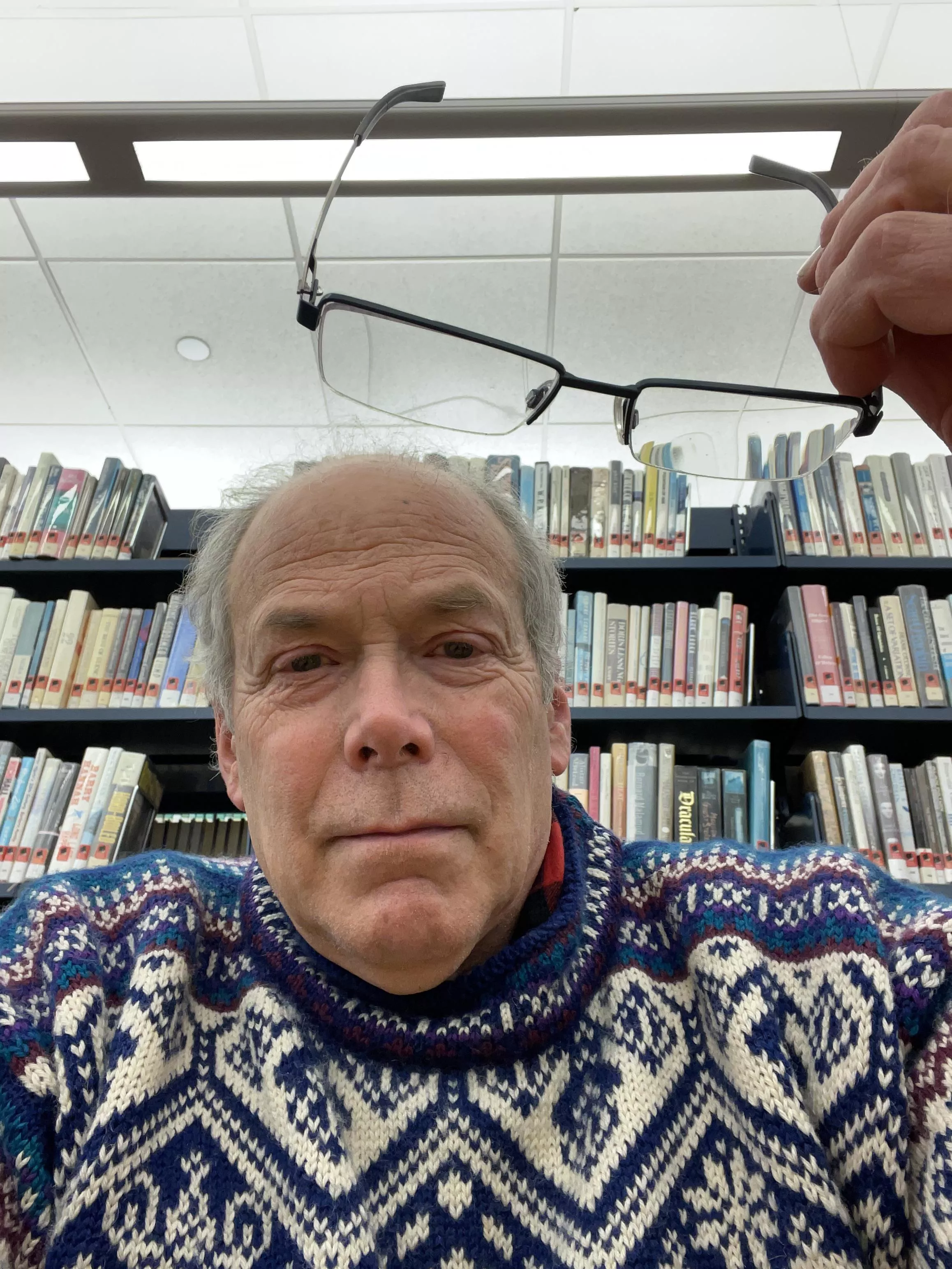 Beard gone. Glasses in waiting.