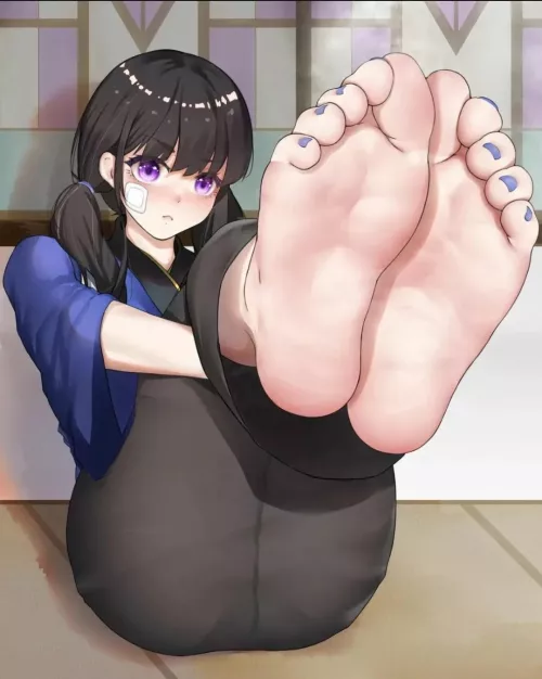 I know you love this pose of my stinky soles (Summer) [Lycoris Recoil]