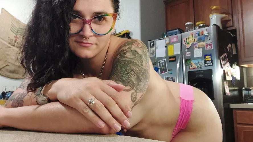 I'm bent over.... just get behind me and slip these off.