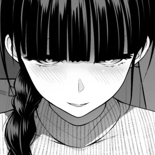 LF Mono Source: 1girl, black eyes, black hair, lined clothes, unusual pupil, heart eyes, mouth open, side braids, blunt bangs