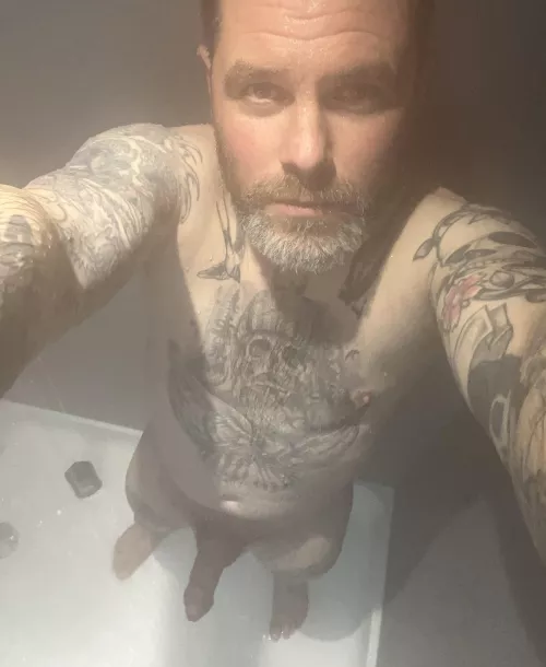 Long hard day , red hot shower needed