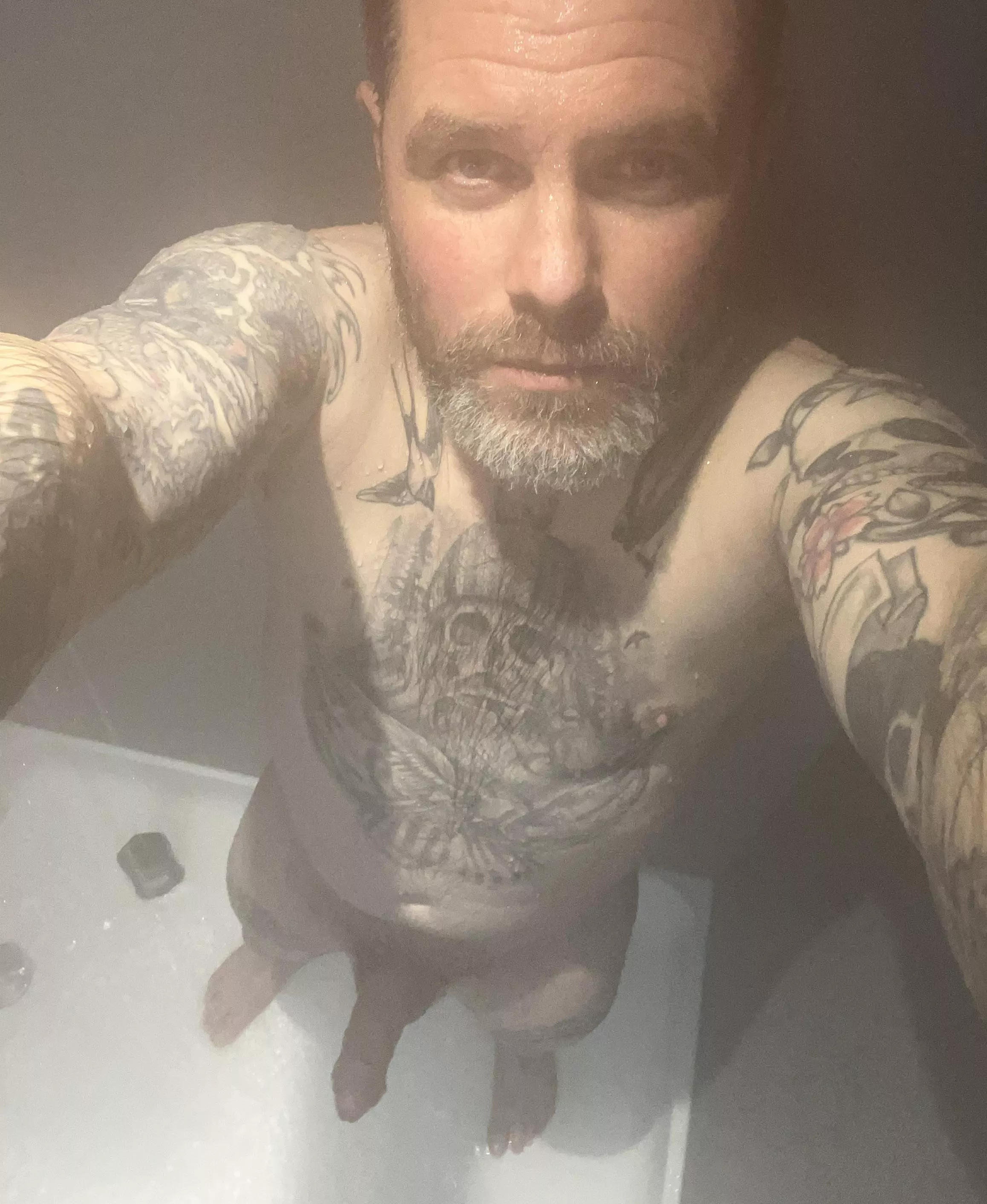 Long hard day , red hot shower needed