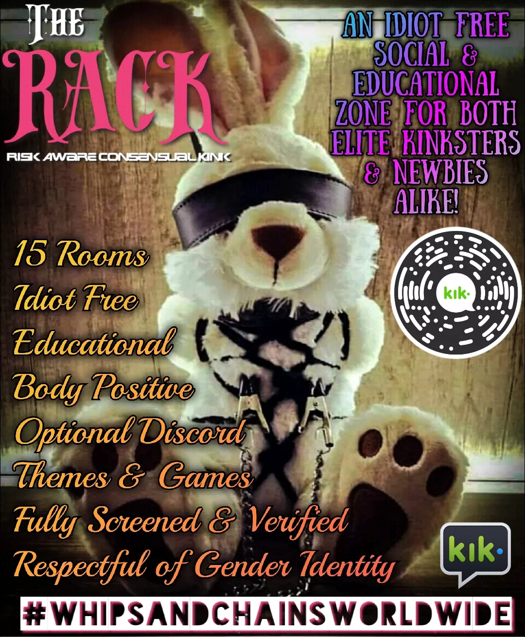 🐰Calling all Rope Bunnys 🐰 Riggers or Kinksters, 🐣 Join Us This Easter @ The RACK🔞 BDSM Community If You Are Looking For A Safe🔞, Kinky⛓️ Space To Socialise👯, Learn📚 & Share 💦 Find Us On KiK at #whipsandchainsworldwide