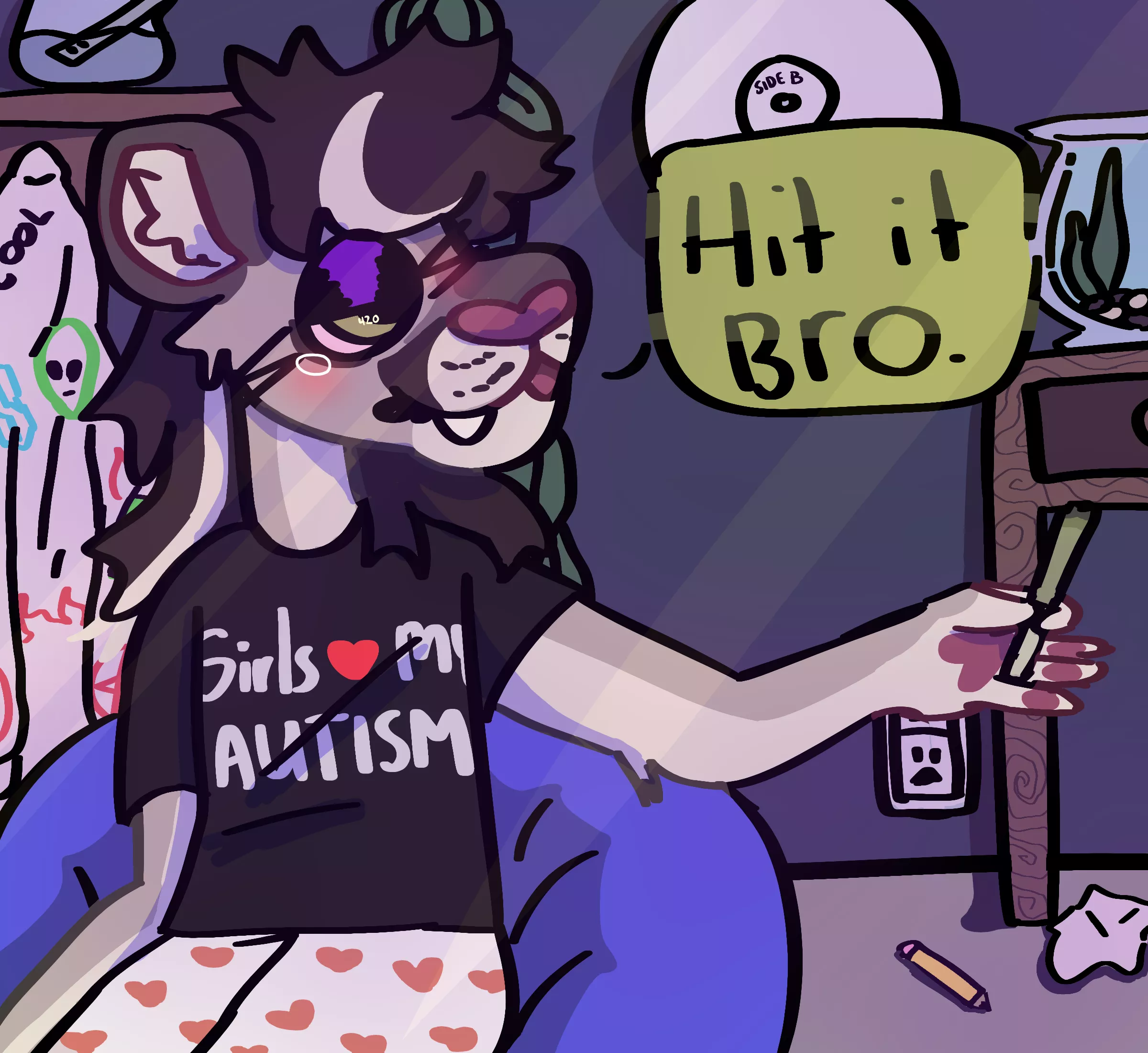 [CHARACTER + ART BY ME] sharing a j with the homies :)