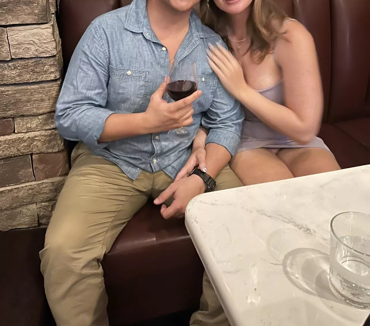 Hope the person taking the picture of us enjoyed my girlfriends bald pussy