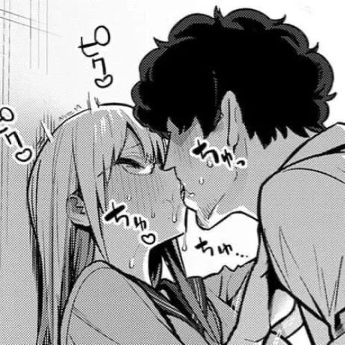 LF mono source: 1girl, 1boy, kiss, saliva, closed eyes, glasses, wall slam, long hair, school uniform, blush, sfx, hearts, hair between eyes, trembling.