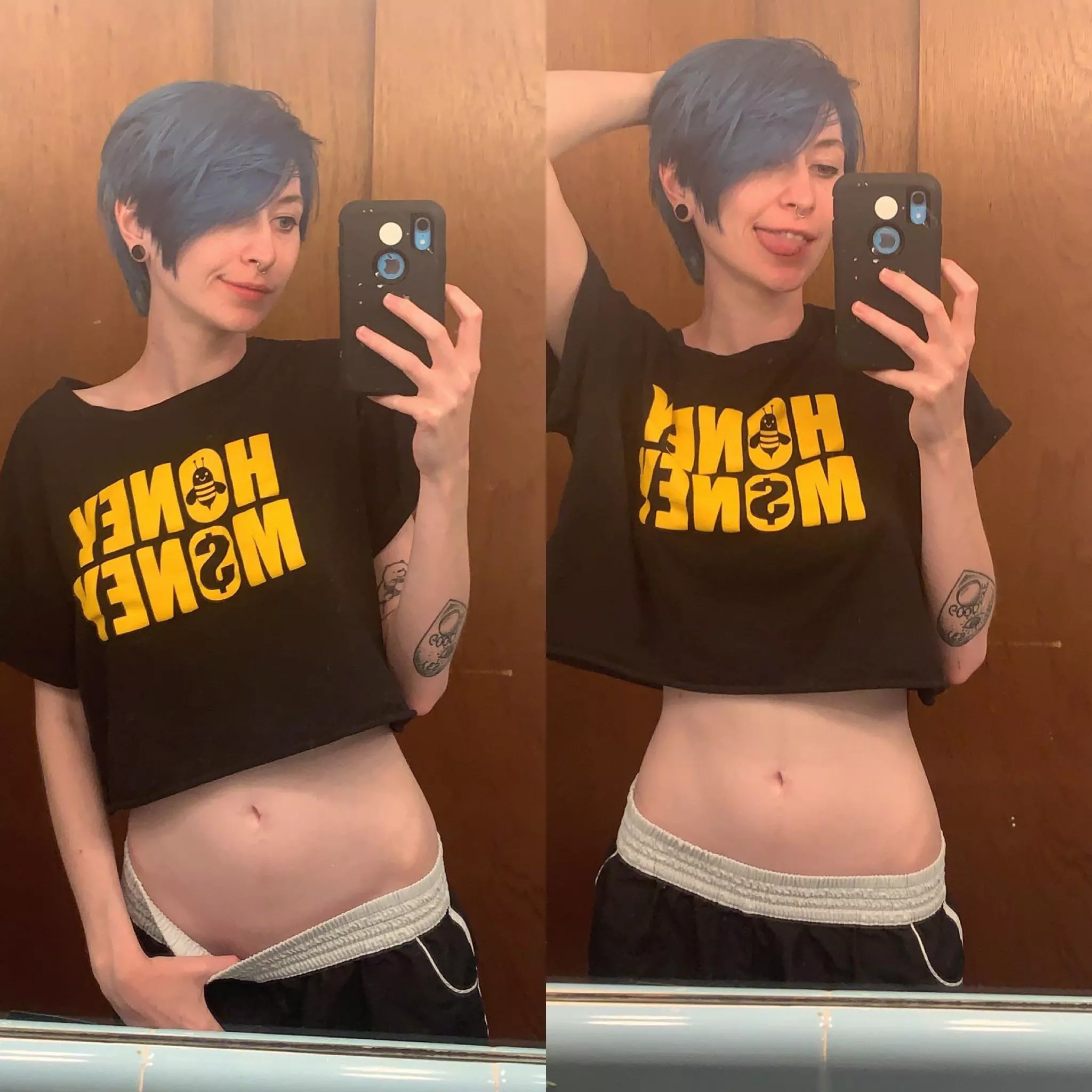 my tummy looks cute in this crop top🖤