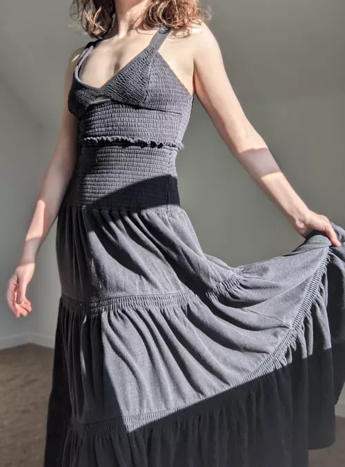 This dress is heavy, I might need help lifting it up [F]