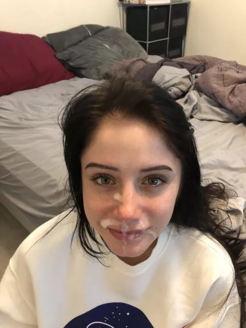 am I looking cute with this cum on my face?